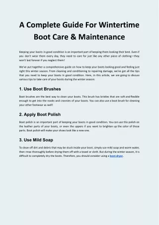 A Complete Guide For Wintertime Boot Care & Maintenance