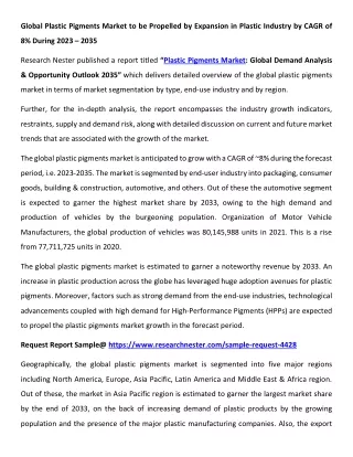 Plastic Pigments Market Size 2023-2035