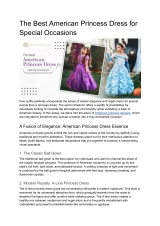 The Best American Princess Dress for Special Occasions