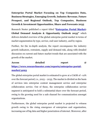 Enterprise Portal Market Regional Outlook, Top Companies 2035