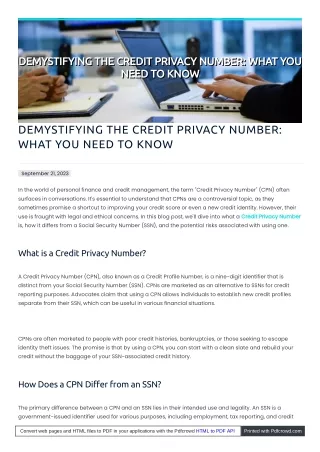 Credit Privacy Number: All What You Need to Know