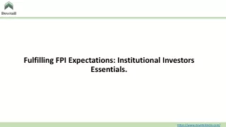 Fulfilling FPI Expectations Institutional Investors Essentials