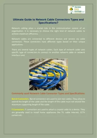 Ultimate Guide to Network Cable Connectors Types and Specifications