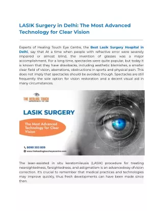 LASIK Surgery in Delhi