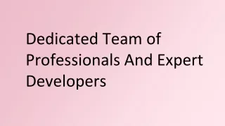 Dedicated Team Of Professionals And Expert Developers