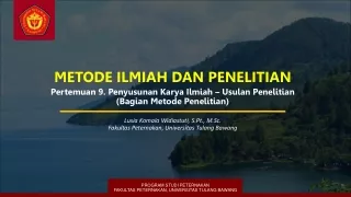 Penyusunan Karya Ilmiah - Usulan Penelitian (Bagian Metode Penelitian)