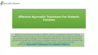 Effective Ayurvedic Treatment For Diabetic Patients