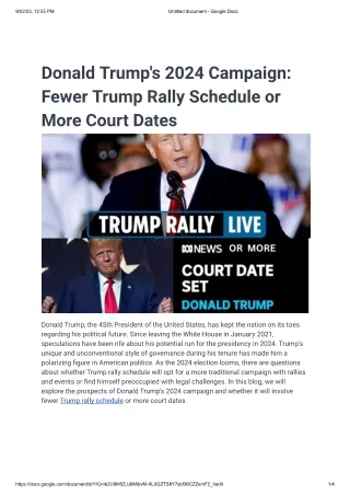 Donald Trump's 2024 Campaign-Fewer Trump Rally Schedule or More Court Dates