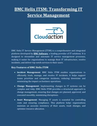 BMC Helix ITSM- Transforming IT Service Management