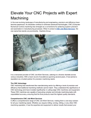 Elevate Your CNC Projects with Expert Machining