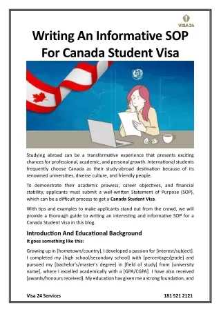 Writing An Informative SOP For Canada Student Visa