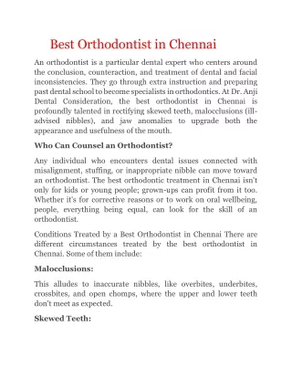 Best Orthodontist in Chennai