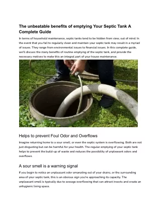 The Unbeatable Benefits of Emptying Your Septic Tank_ A Comprehensive Guide