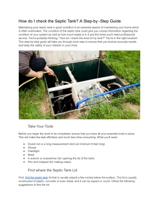 How Do I Check the Level of My Septic Tank_ A Step-by-Step Guide