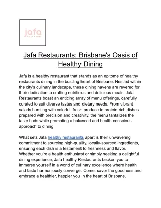 Jafa Restaurants_ Brisbane's Oasis of Healthy Dining