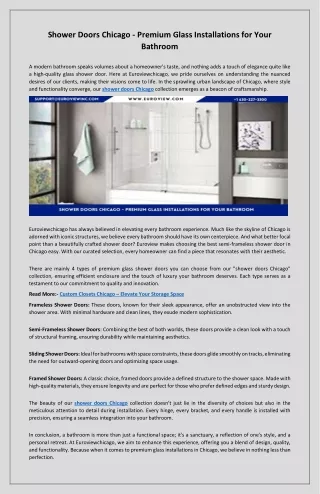 Shower Doors Chicago  Premium Glass Installations for Your Bathroom