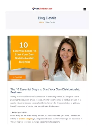 The 10 Essential Steps to Start Your Own Distributorship Business