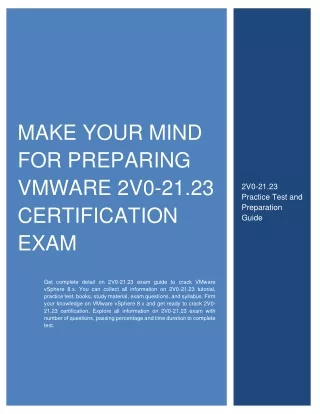 Make Your Mind for Preparing VMware 2V0-21.23 Certification Exam