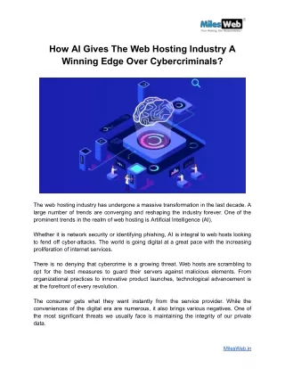 How AI Gives The Web Hosting Industry A Winning Edge Over Cybercriminals