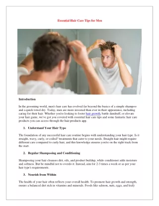 Hair Care products fo men