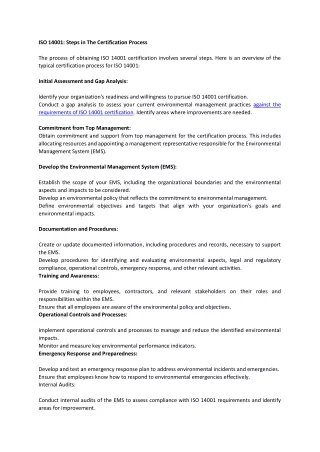 ISO 14001 Steps in the certification process