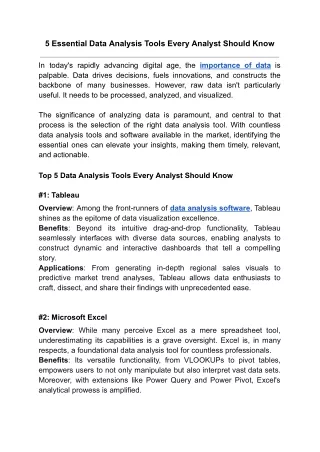 5 Essential Data Analysis Tools Every Analyst Should Know