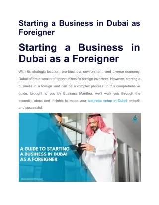 Starting a Business in Dubai as Foreigner
