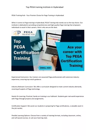 Top PEGA Training Institute in Hyderabad