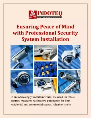 Ensuring Peace of Mind with Professional Security System Installation