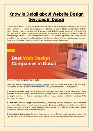 Know in Detail about Website Design Services in Dubai