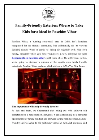 Family-Friendly Eateries Where to Take Kids for a Meal in Paschim Vihar (1)
