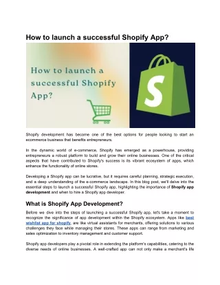 How to launch a successful Shopify App