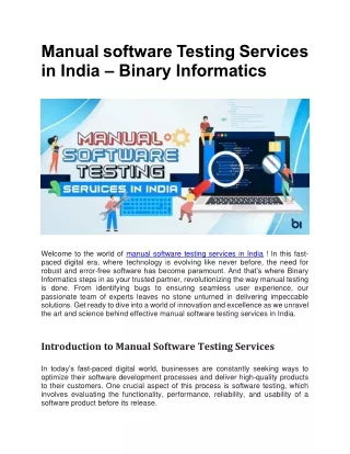 Manual software Testing Services in India