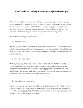 How Can I Kickstart My Journey as a Python Developer