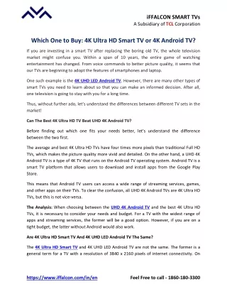 Which One To Buy: 4K Ultra HD Smart TV or 4K Android TV?