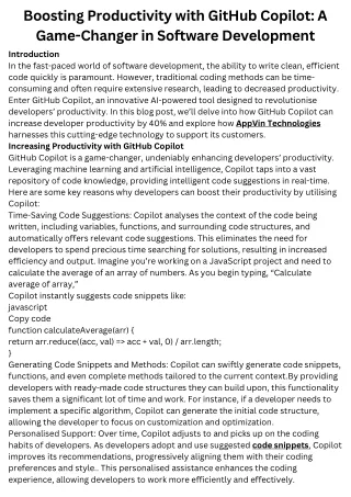 Boosting Productivity with GitHub Copilot A Game-Changer in Software Development