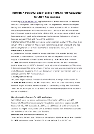 HiQPdf A Powerful and Flexible HTML to PDF Converter for .NET Applications