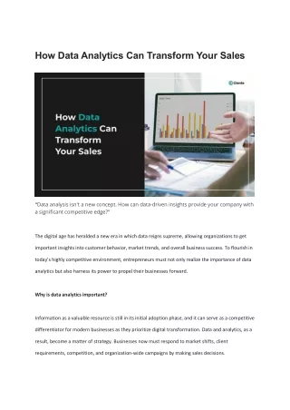 How Data Analytics Can Transform Your Sales