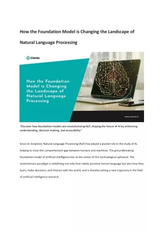 How the Foundation Model is Changing the Landscape of Natural Language Processing