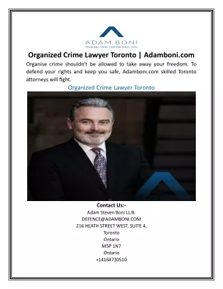 Organized Crime Lawyer Toronto | Adamboni.com