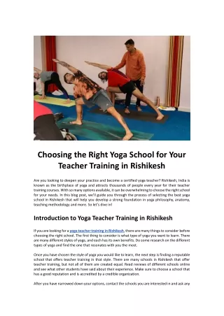 Choosing the Right Yoga School for Your Teacher Training in Rishikesh