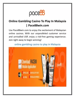 Online Gambling Casino To Play In Malaysia