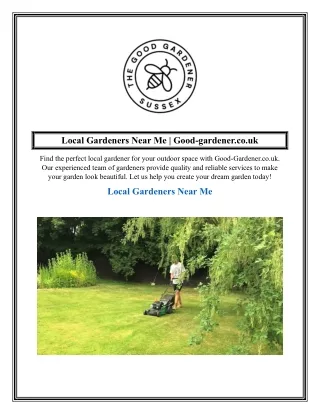 Local Gardeners Near Me  Good-gardener.co.uk