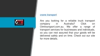 Truck Transport Company Otmtransport.com.au