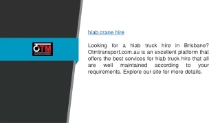 Hiab Crane Hire Otmtransport.com.au