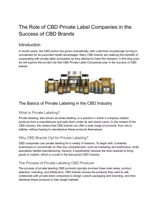 The Role of CBD Private Label Companies in the Success of CBD Brands