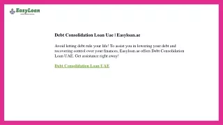 Debt Consolidation Loan Uae  Easyloan.ae