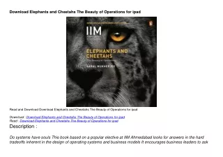 Download Elephants and Cheetahs The Beauty of Operations for ipad