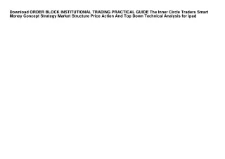 Download ORDER BLOCK INSTITUTIONAL TRADING PRACTICAL GUIDE The Inner Circle Trad