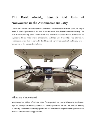 The Road Ahead_ Benefits and Uses of Nonwovens in the Automotive Industry